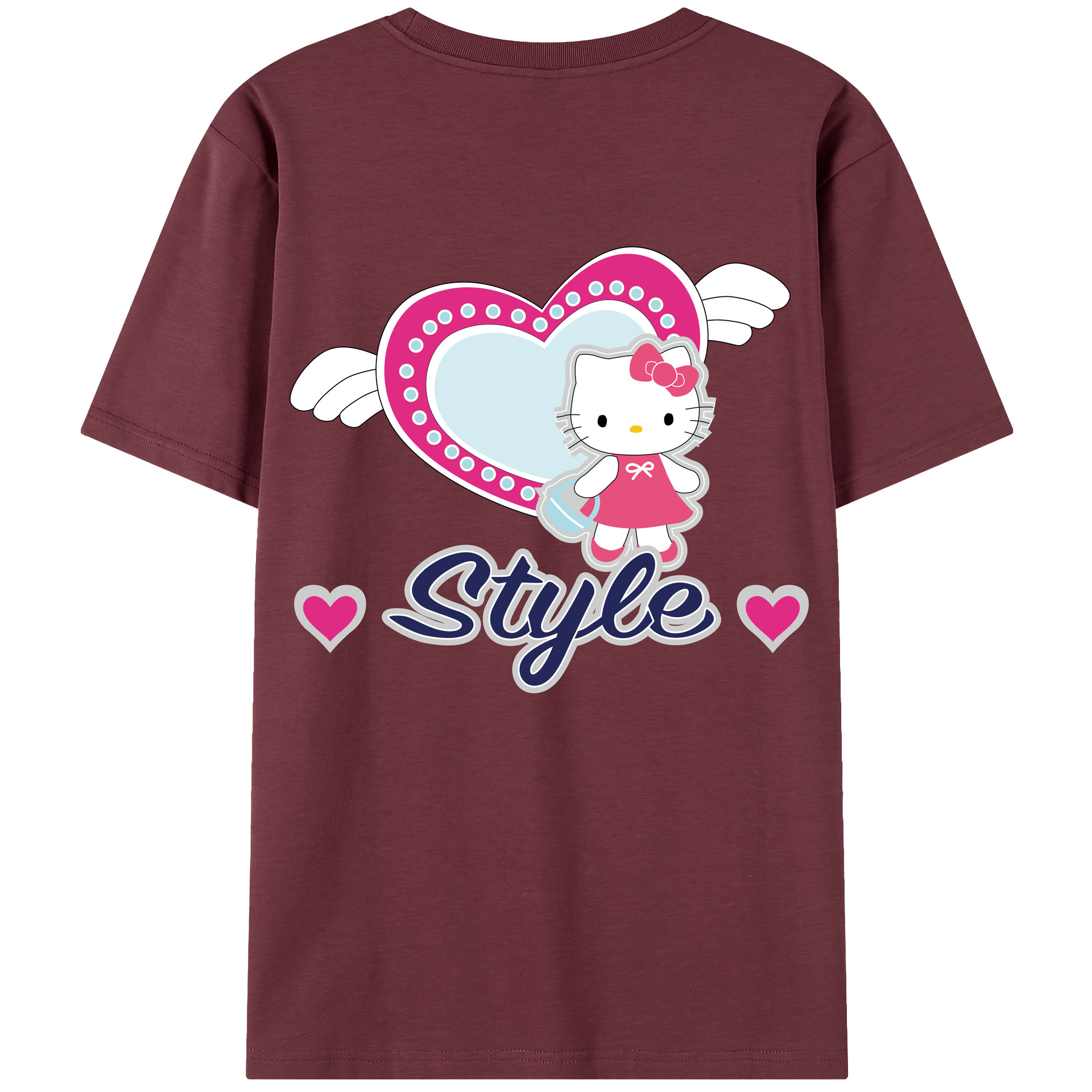 （画像用） Hello Kitty ハローキティ 綿100％半袖Tシャツ（背面プリント）
